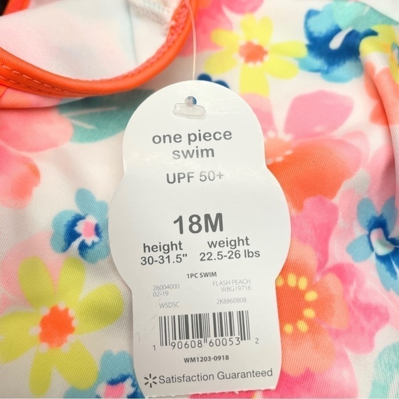 NWT One Piece Floral Print Swimsuit Infants Ruffle Spaghetti Strap Size 18 Mos - Picture 5 of 9